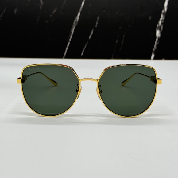NEW GG1435SA 001 GUCCI GOLD GREY GEOMETRIC WOMEN GUCCI SUNGLASSES - Picture 4 of 13